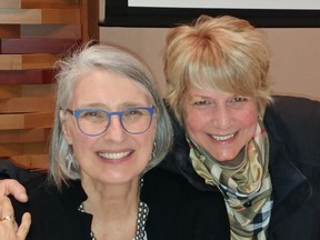 Louise Penny, left, and tour organizer Danielle Viau.