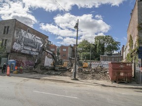 What is left of the Ripples ice cream store and the L. Berson & Fils Monuments after they were razed Sept. 11, 2020.