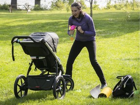 Mother Amelie Ares participates in a stroller workout, an activity recently hosted by Vaudreuil-Dorion's recreation and culture deptartment.