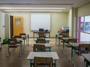 An empty classroom in 2015: "In films, teachers are depicted as saviours on the front line, but saviours cannot alone address the structural shortcomings degrading their classrooms," Joe Bongiorno writes.
