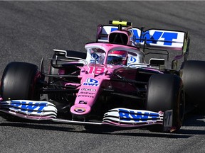 Lance Stroll of Montreal  drives the Racing Point RP20 Mercedes on the track during qualifying for the F1 Grand Prix of Tuscany at Mugello Circuit on Saturday, Sept. 12, 2020, in Scarperia, Italy.