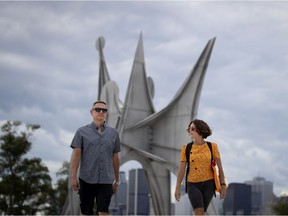 Nick Farkas and Evelyne Cote in July on what would have been the site of the Osheaga music festival.