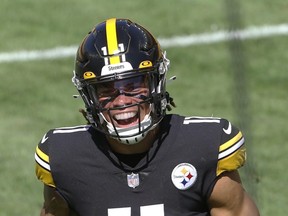 Pittsburgh Steelers wide-receiver Chase Claypool reacts after scoring his first career NFL touchdown against the Denver Broncos on Sunday, Sept. 20, 2020, at Heinz Field in Pittsburgh.