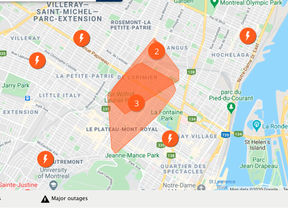 Area affected by power outage.
