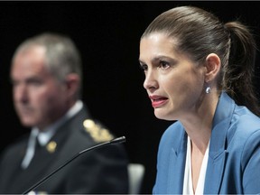 Quebec Deputy Premier and Public Security Minister Geneviève Guilbault during a news conference on the COVID-19 pandemic, Friday, Sept. 18, 2020 in Quebec City.