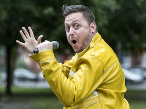 Mike Charlebois, aka Billy Karaoke, poses in Montreal, Thursday, September 10, 2020. Charlebois describes karaoke as a way of life, a form of expression and a little bit of escapist fun -- something he says is more important than ever as the world grapples with a health crisis.THE CANADIAN PRESS/Graham Hughes