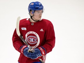 Cole Caufield during development camp at the Bell Sports Complex in Brossard on June 26, 2019.