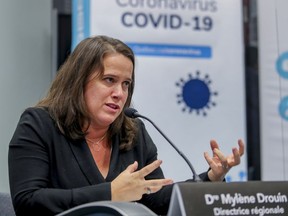 Montreal public health director Dr. Mylène Drouin speaks to journalists on Wednesday.