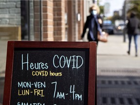 COVID hours are at the top of menus as the second wave affects business hours and operations in Montreal
