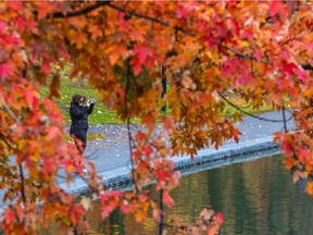 It may be the last chance to catch the fall colours at Beaver Lake on Mount Royal in Montreal on Tuesday, October 20, 2020.