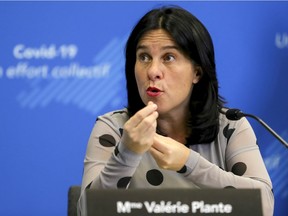 Montreal Mayor Valérie Plante speaks during press conference in Montreal on Wednesday, Oct. 21, 2020.