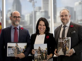 Serge Lamontagne, director general of the City of Montreal, Mayor Valérie Plante and Benoit Dorais were all smiles when they presented he 2019 budget.