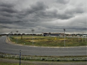 The racetrack and clubhouse at Hippodrome de Montreal as seen in October 2009: "The vision of the Ville de Montréal for the eco-district contains many of the elements we believe are essential for an integrated low-carbon district," write Concordia University professors Ursula Eicker, Carmela Cucuzzella and Andreas K. Athienitis.