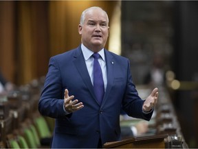 Conservative leader Erin O'Toole rises during Question Period in the House of Commons in Ottawa on Wednesday October 28, 2020.
