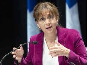 Quebec Culture Minister Nathalie Roy announces financial aid for the entertainment industry during a media briefing on Friday.
