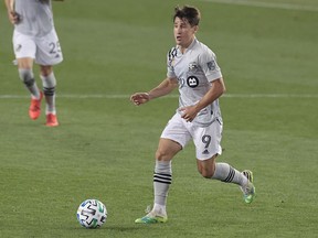 Montreal Impact forward Bojan Krkic controls the ball against the New York Red Bulls during the first half at Red Bull Arena on Sep 27, 2020 in Harrison, N.J.
