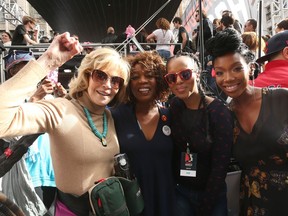 Jane Fonda at the 2017 Women's March in Los Angeles with Alfre Woodard, Kerry Washington and Brandy Rayana Norwood. Speaking of the Nov. 3 U.S. election, Fonda says: “I think it’s important for us to not get cynical, to remain hopeful, and to gird our loins to elect a new president.”