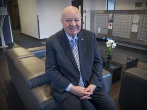 Father John Walsh in the lobby of his LaSalle apartment building on Nov. 3, 2020. "John leaves us a shining example of goodness at its most caring and true," Clifford Lincoln writes.