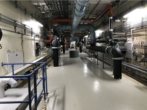 An inside view of the water filtration plant located in Pointe-Claire.