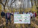 Save the Fairview Forest members gathered in the woodland west of the Fairview Pointe-Claire shopping center last fall to protest the zoning plans proposed by property owner Cadillac Fairview.