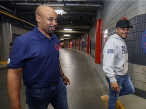 Alouettes head coach Khari Jones, left, and quarterback Vernon Adams Jr. voted for change when they cast their ballots in last week's U.S. election.