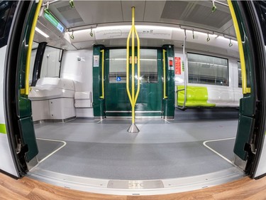 The REM's first train cars were unveiled in Brossard on Monday November 16, 2020.