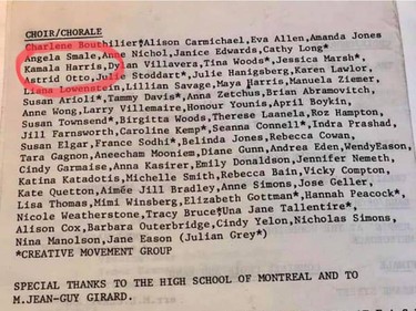 Page three of a FACES school concert program circa 1977-78. The name of U.S. VP-elect Kamala Harris is circled. Her sister Maya Harris' name can be found two lines down. Credit: Vicky Compton. ORG XMIT: Xm5Tsx10EUyAxixgLnDo