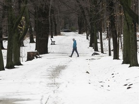 A man walks down Mount Royal near Park Ave. on Monday November 23, 2020 after an overnight snowfall. "While it sometimes feels like there is so much wrong with the world, enjoying the simple pleasures in life allows us to re-centre ourselves in order to better ride out the proverbial storm," Fariha Naqvi-Mohamed writes.