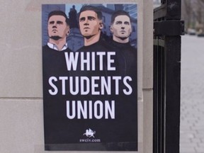 A poster for a "White Students Union" on McGill's campus.