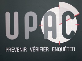MONTREAL, QUE.: DECEMBER 16, 2015 -- A logo for UPAC in Montreal Wednesday, December 16, 2015. The permanent Quebec government anti-corruption agency was formed in 2011.  (John Kenney / MONTREAL GAZETTE) Note: photo embargoed until midnight Dec 16
