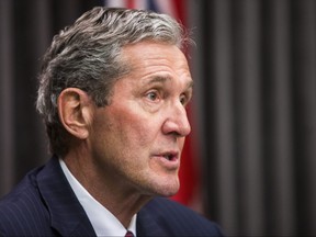 Premier Brian Pallister speaks to the media about COVID-19 at a press conference at the Manitoba Legislative Building in Winnipeg on Tuesday, May 5, 2020. Winnipeg Free Press 2020