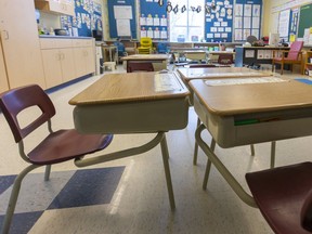 An empty classroom.