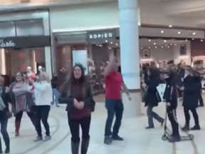 A flash mob dance at the Place Rosemère shopping mall on Saturday.
