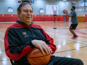 Retiring Vanier College basketball coach Andy Hertzog in the gym in St-Laurent on Dec. 3, 2020.