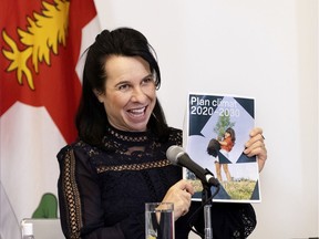 Montreal Mayor Valérie Plante outlines a plan to fight climate change during a press briefing on Thursday, Dec. 10, 2020.