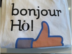 CJAD announcer Aaron Rand, creator of the "Bonjour-Hi!" T-Shirt, is producing only one "Bonjour-Ho!" T-shirt, for Bloc Québécois Leader Yves-François Blanchet.