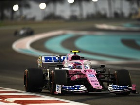 Lance Stroll of Montreal driving the (18) Racing Point RP20 Mercedes during the F1 Grand Prix of Abu Dhabi at Yas Marina Circuit on Sunday, Dec. 13, 2020, in Abu Dhabi, United Arab Emirates.