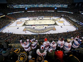 Canadiens play the Boston Bruins in the third period during the 2016 NHL Winter Classic at Gillette Stadium on Jan. 1, 2016 in Foxborough, Mass.