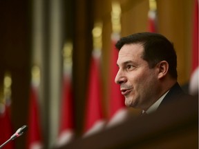 Minister of Immigration, Refugees and Citizenship Marco Mendicino holds a press conference in Ottawa, Thursday, Nov. 12, 2020.