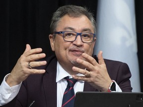 Quebec public health director Horacio Arruda at a COVID-19 press conference Dec. 1, 2020.