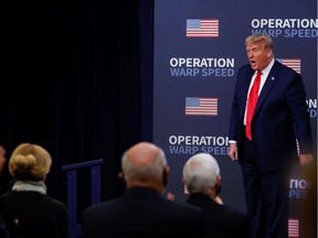 U.S. President Donald Trump reacts to the audience after delivering remarks during an Operation Warp Speed Vaccine Summit at the White House in Washington, U.S., December 8, 2020. REUTERS/Tom Brenner