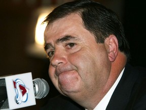 Colorado Avalanche president Pierre Lacroix struggling to announce that he will step down from running the team's day-to-day operations as general manager, but retain his post as overseer of the NHL hockey franchise on May 12, 2006. Lacroix, the executive who was the architect behind two Colorado Avalanche Stanley Cup championship teams, has died. He was 72.  The Avalanche confirmed his death Sunday, Dec. 13, 2020.