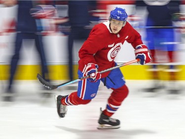 Brendan Gallagher skates through a drill during Montreal Canadiens training camp practice at the Bell Sports Complex in Brossard on Tuesday Jan. 5, 2021.