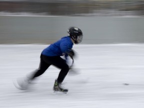 Until Feb. 8, Beaconsfield’s Heights and Christmas Park rinks will be open for solo hockey or for people from the same family group who live together in the same residence, with a limit of 16 skaters.