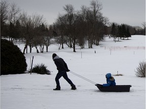 A winter scene in Pointe-Claire Village near the Beaconsfield Golf Club course.