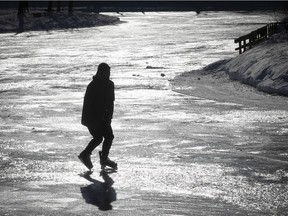 A lone skater makes some tracks at Lafontaine park on Thursday, January 7, 2021.