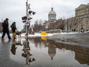 Warmer weather is on its way in Old Montreal on Tuesday January 12, 2021. Dave Sidaway / Montreal Gazette ORG XMIT: 65596