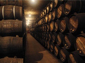 The ancient Romans accidentally discovered that wine stored in lead vessels was less prone to spoilage. Above: Wine aging more sensibly in oak barrels.
