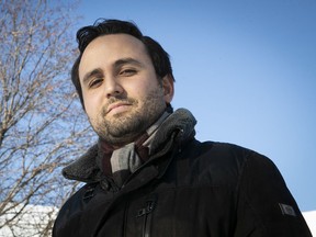 Player agent Sasha Ghavami outside his home in Mascouche on Jan. 25, 2021.  Ghavami represents the Kansas City Chiefs' Laurent Duvernay-Tardif and Tampa Bay Buccaneers tight-end Antony Auclair, who is playing in the Super Bowl.