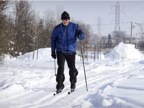 Dave Howard takes advantage of the new cross-country ski trail along the Hydro-Québec servitude in Kirkland, on Saturday.